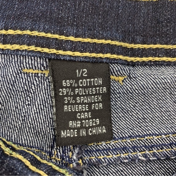 Rue 21 Dark Blue Wash Distressed Cut-Off Denim Shorts, 1/2 - Picture 15 of 16